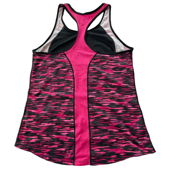 Nike Tank Top Women's Medium Black Pink Polyester Dri Fit Racerback Workout Top - Picture 2 of 8